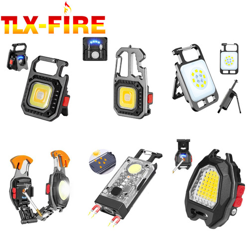 Hat clip light Type-C rechargeable cob work light keychain light strong magnetic led inspection light bottle opener portable light