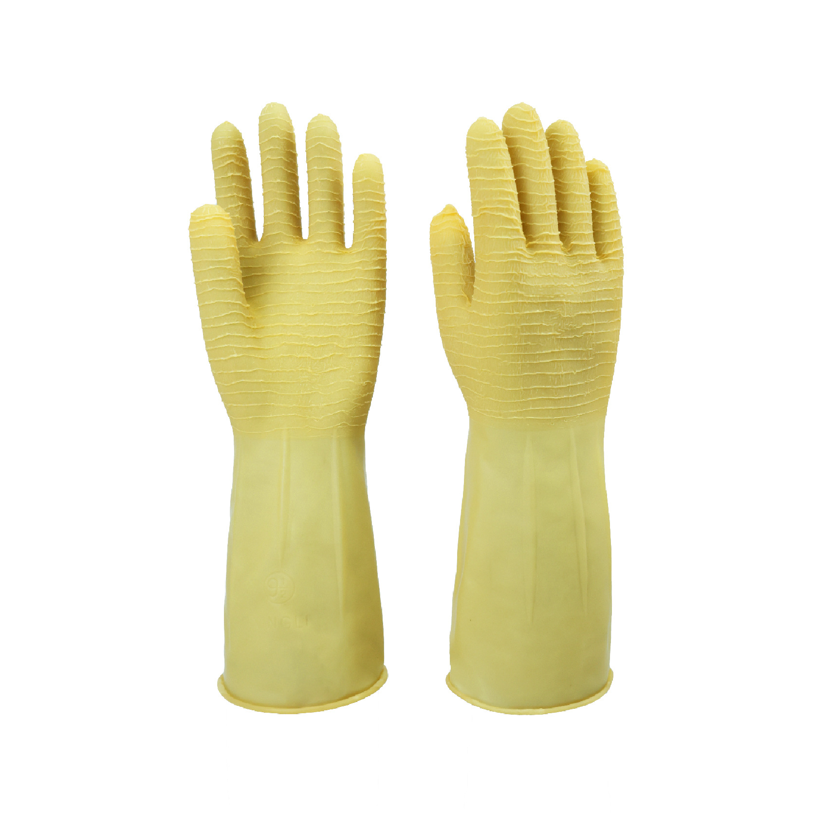 Fábrica al por mayor resistente de dos colores arrugas Palm anti-químico látex guantes de látex industriales ácido y álcali resistente antideslizante resistente al desgaste