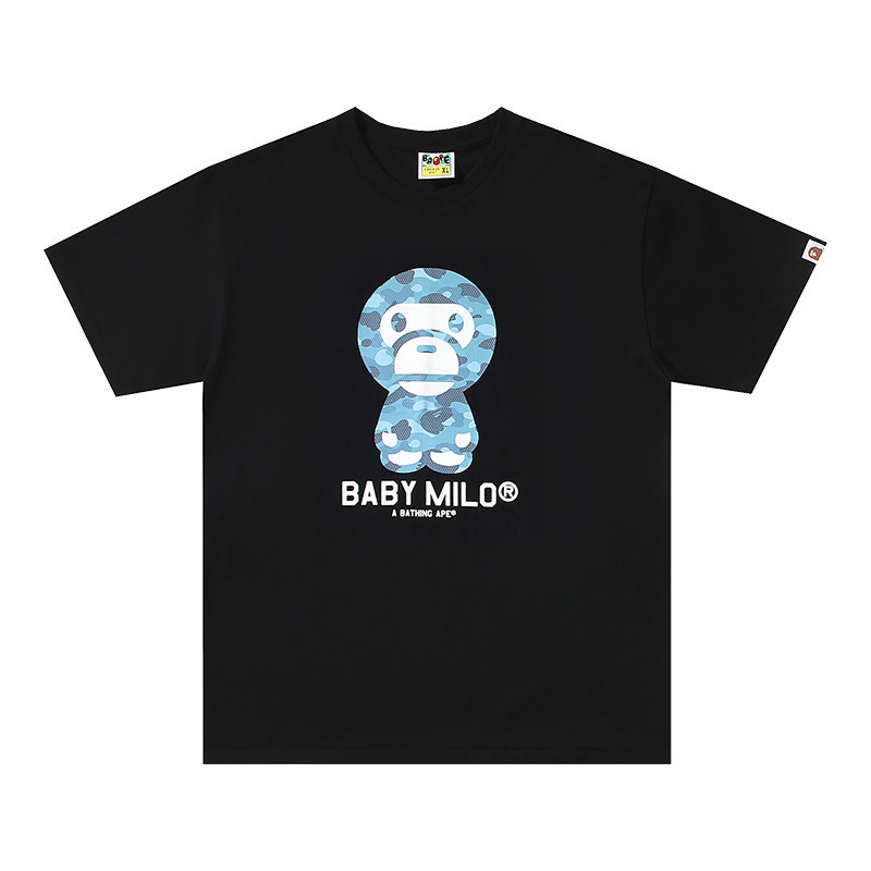クロスボーダー トレンド ブランド メンズ レディース カップル Tシャツ メンズ 漫画 レター ラウンドネック 半袖|undefined