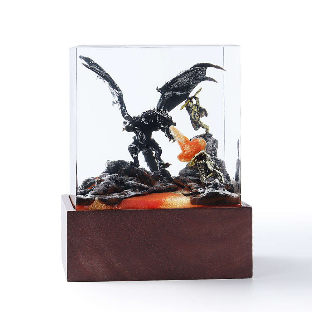  Dragon Slayer Warrior Animation Creative Resin Nightlight Crafts Home Bedroom Crystal Embedded Atmosphere Ornaments