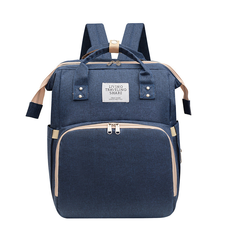 Mochila maternal multifuncional plegable con cuna y puerto USB, bolso de viaje de gran capacidad