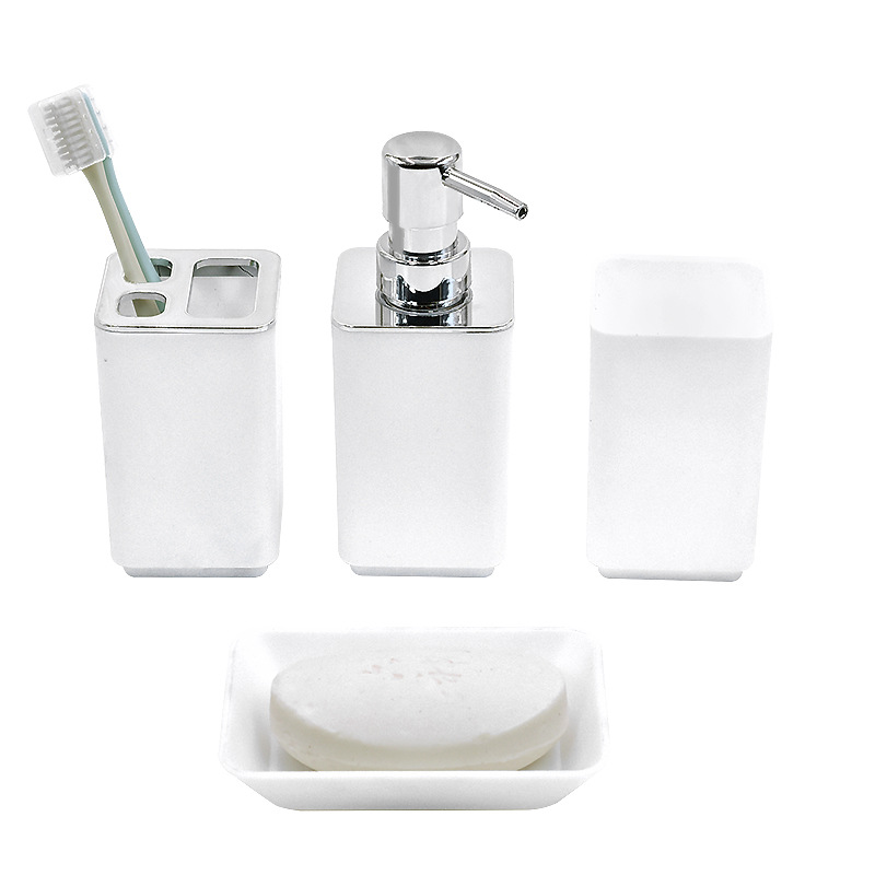 Baños de plástico bandeja baño conjunto de lavado cepillo de dientes estante baño lavabo decoración hotel conjunto de cuatro piezas