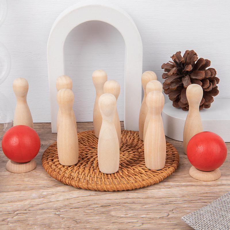 Mini bolos de madera accesorios de juegos de mesa juguetes para niños artefactos descomprimidos padres e hijos actividades juguetes de madera sólida