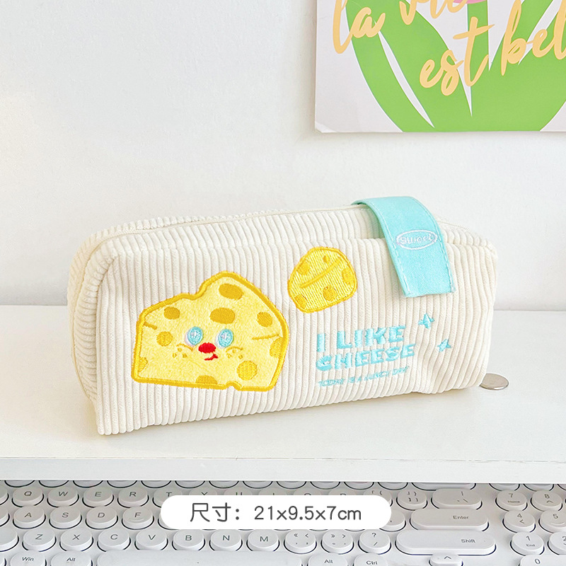 Lindo estuche de lápices bordado ins bolsa de papelería de gran capacidad caja de papelería de estudiante bolsa de lápiz simple bolsa de almacenamiento de cosméticos