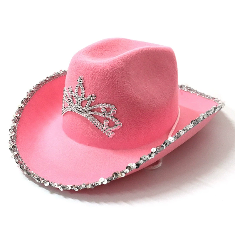 Badfront letter cowboy hat sequin pink manufacturers spot western denim hat pink crown cattle hat