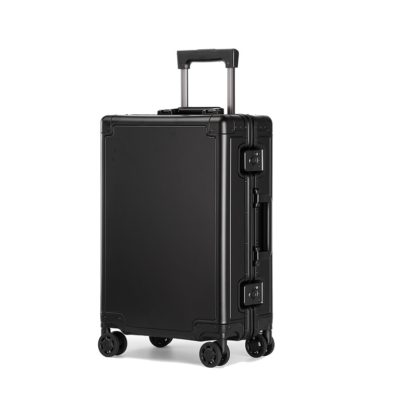 Vali nhôm-magiê 20 inch bánh xe đa hướng, khung nhôm chắc chắn, tiện lợi cho chuyến bay — Màu đen, Màu bạc