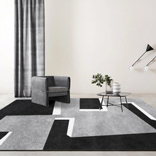 跨境一件现代发时尚简约几何百搭黑灰白色客厅卧室床边地毯地垫