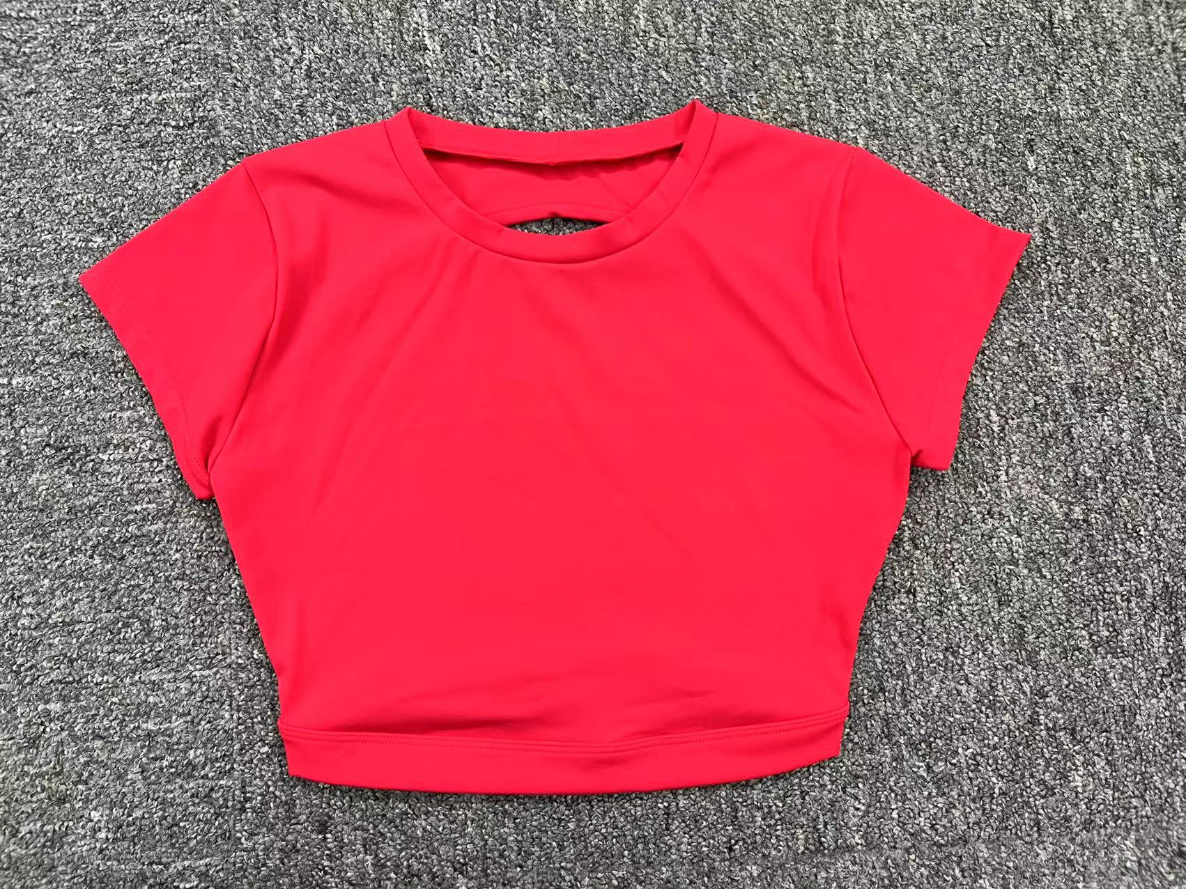 Sports Solid Color Active Tops Nylon Cotton Blend T-shirt Activewear display picture 35