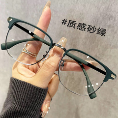 レトロなハーフフレーム抗青色光老眼鏡クラシック黒眉毛ハンサムな超軽量老眼鏡中高年読書メガネ卸売