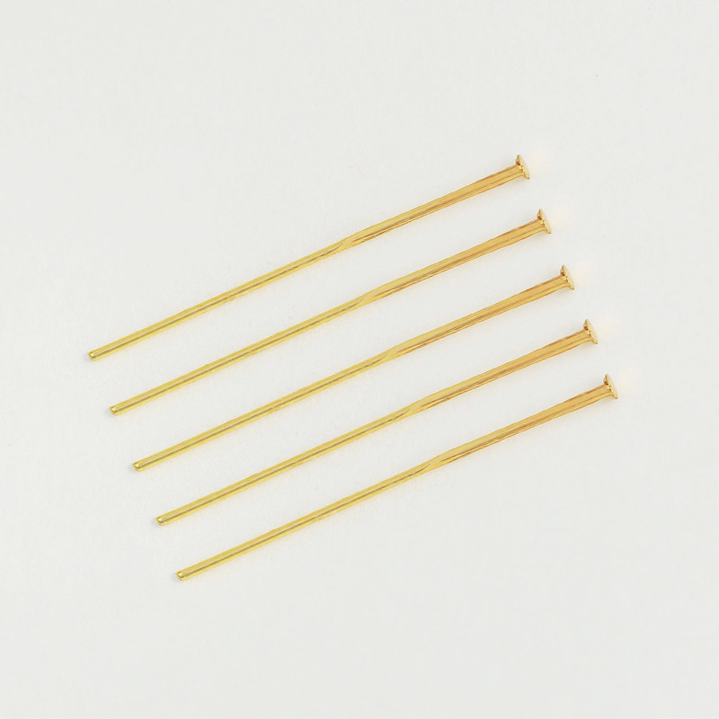 Copper Plated with 14K Real Gold, Color-Preserving T-Shaped Pins, Flat Head Pins, DIY Accessories Materials, Handmade Beaded Necklace Jewelry Pins Wholesale