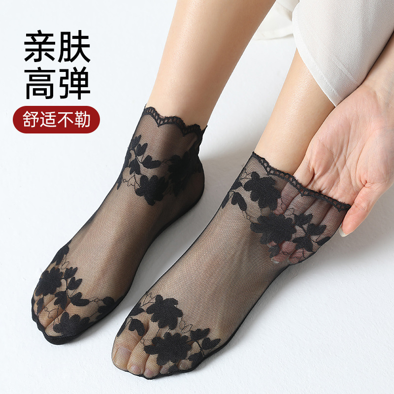 Breathable summer thin lace knee socks