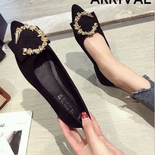 Women's Spring and Autumn Season Versatile Slip-On Flat Shoes with Pointed Toe, Soft Sole, Easy to Wear
