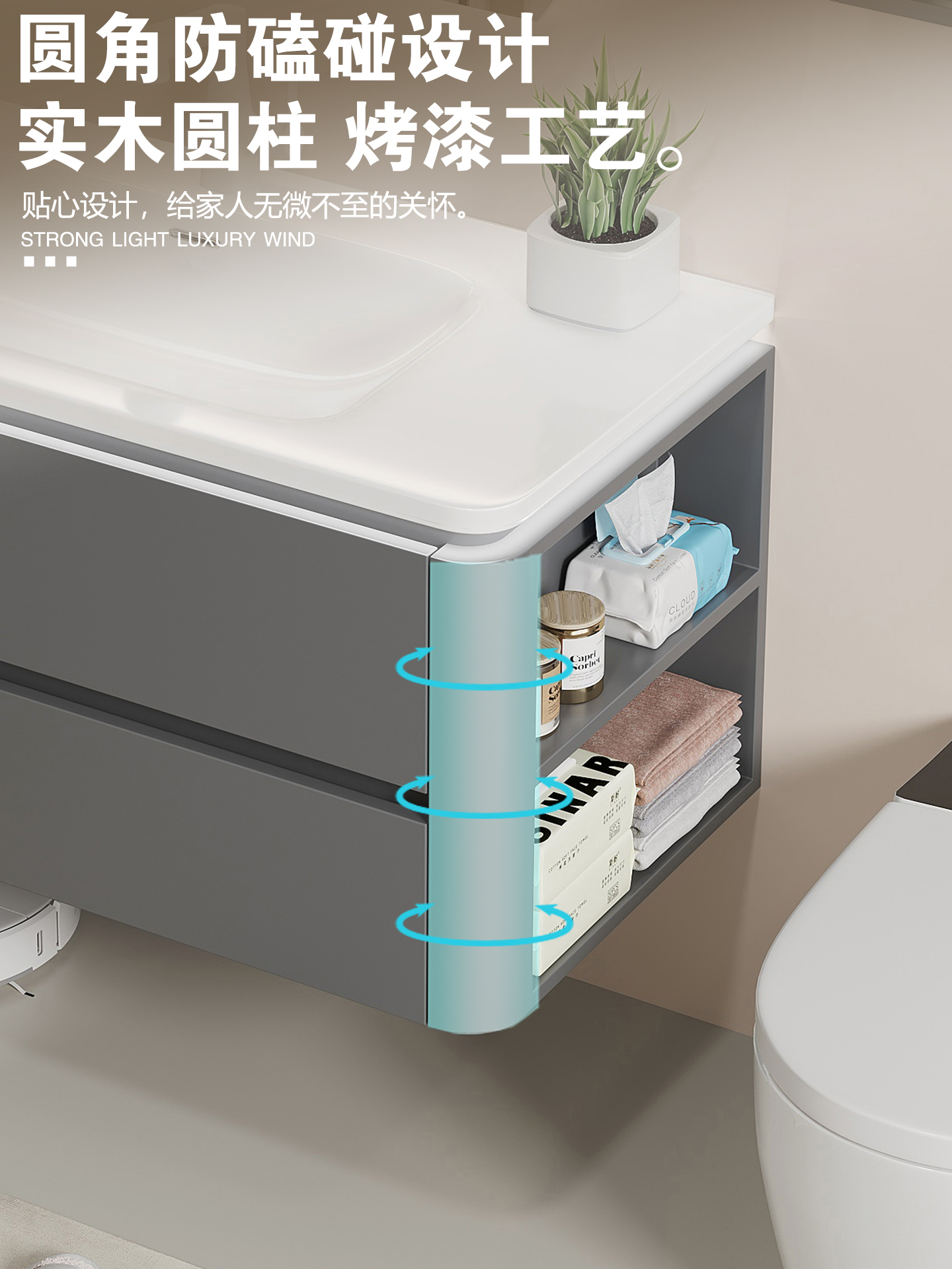 ✅ Multi-Layer Solid Wood Bathroom Cabinet Combination Ceramic Integrated Washbasin Bathroom Washstand Balcony Washbasin Face Wash