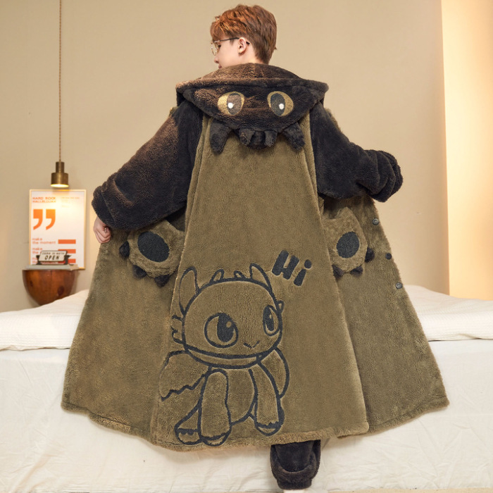 2025 pijamas de invierno para hombres gruesos coral vello de coral juvenil de tamaño grande 200 kg de franela de dibujos animados ropa de dormir conjunto de ropa para el hogar