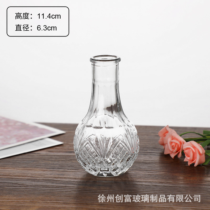 Luz de lujo simple retro mini jarrón de vidrio en vidrio de viento pequeño jarrón de flores flores flores secas flores decoración de oficina