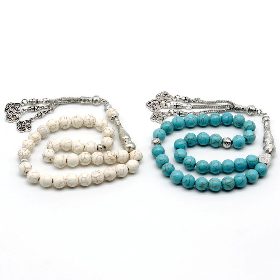 33 мусульманские четки с имитацией бирюзы, оригинальный дизайн, 10 мм, ручная работа из бисера TEMU