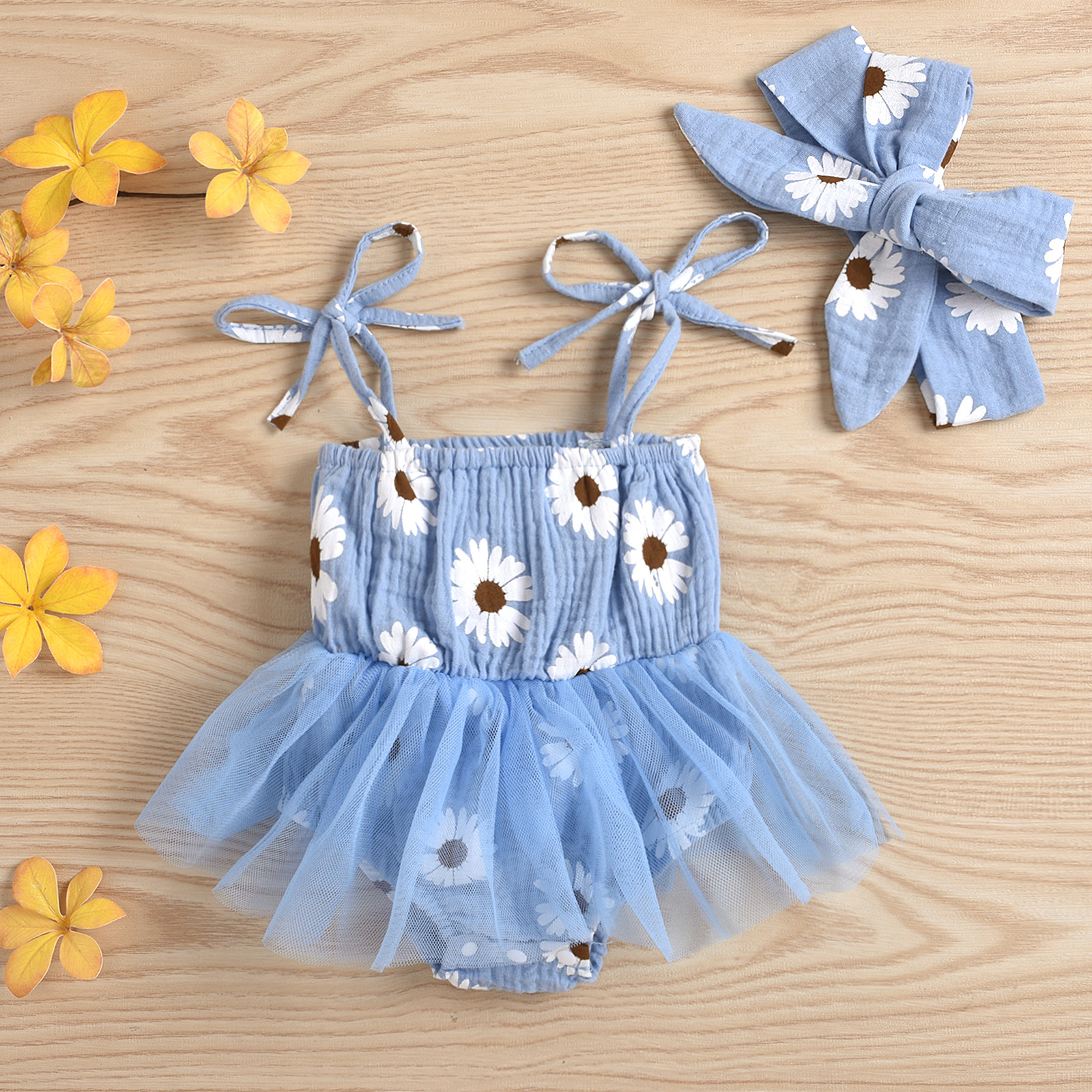 2 Piece Set Quantity Daily Occasion Fashion Flower Cotton Baby Rompers
