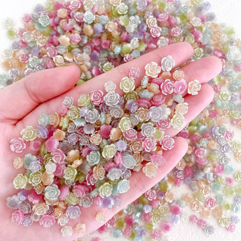 Hot Hot Palace Retro Morandi Camellia Nail Jewelry 3D Resin Flower Shake Tone Same Style