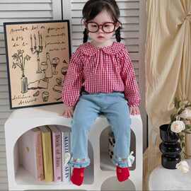小童牛仔喇叭裤春秋季2025新款幼儿园洋气女宝宝时髦百搭长裤潮