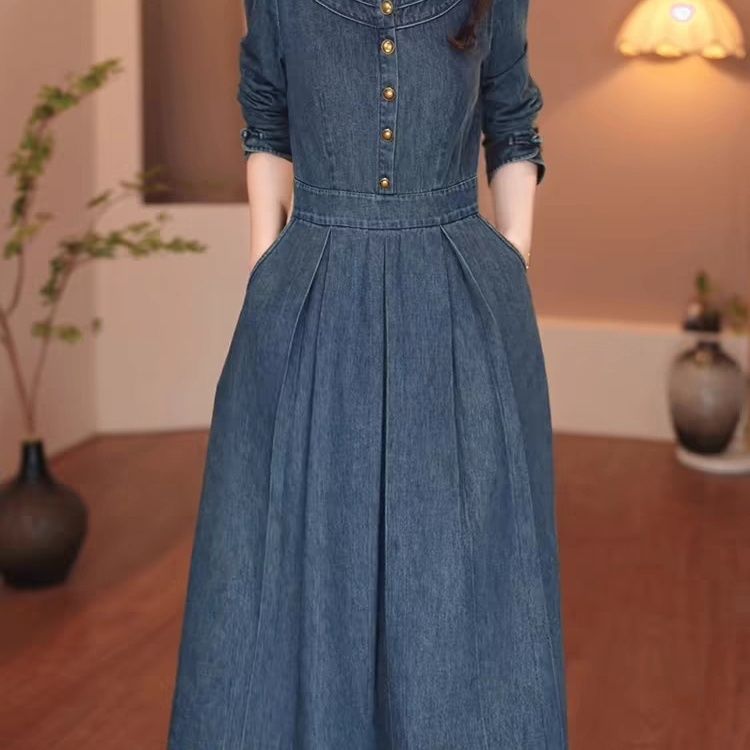 牛仔连衣裙2025新款女春秋爆款高档显瘦遮肉气质妈妈轻奢高级感潮|undefined