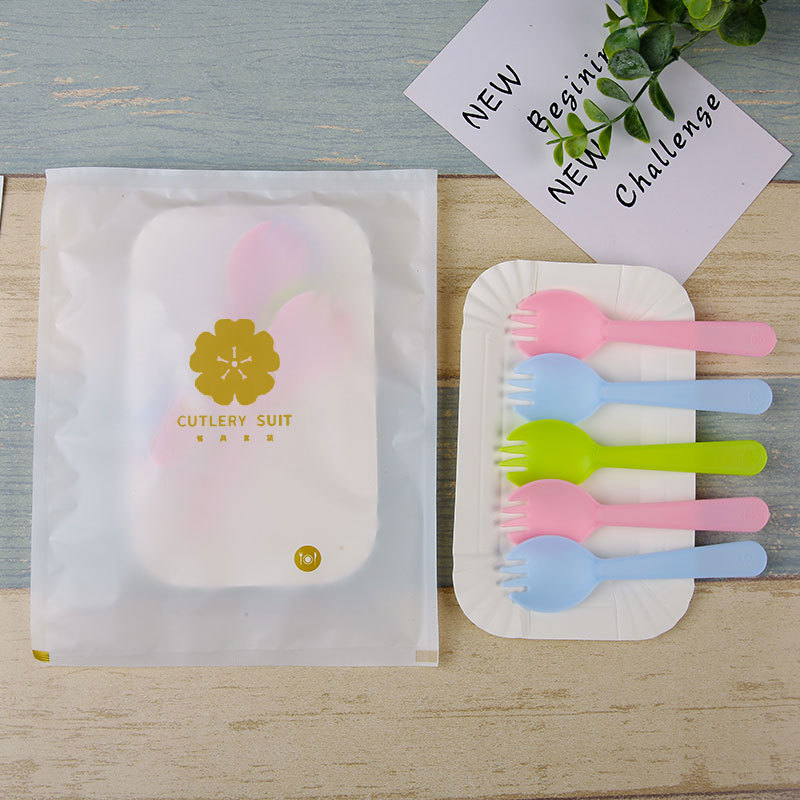 흰색 가방 트레이 5개 포크 5개 75세트