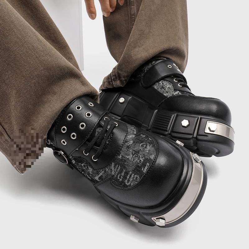 ShoeVault Cleanfit Dickbesohlte Derbys für Herren, Plateauschuhe aus Leder im britischen Stil mit Nischen-Schaumsohle, lässiger koreanischer Stil_voghion.com