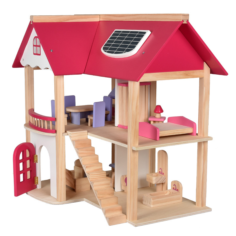 Children's diy hand-assembled Doll House wooden girl play house toy simulation Villa princess castle set