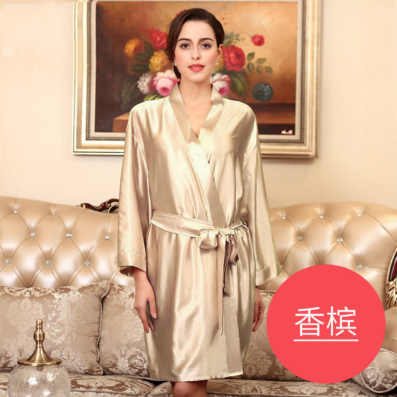 Pijamas transfronterizos para mujeres camisón de seda de hielo de seda de primavera y verano para extranjeros más el vestido de la mañana del Albornoz del tamaño para las mujeres homewear de verano