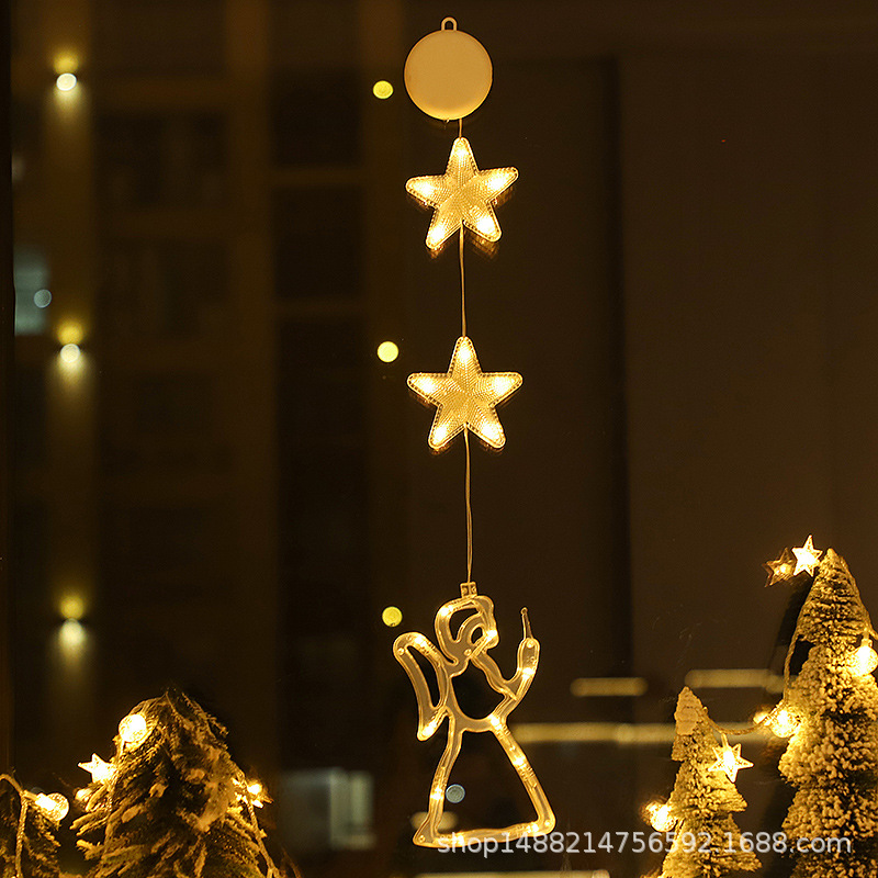 Nuevas luces de decoración de Navidad luces de ventana Santa muñeco de nieve luces de estrella de ventana atmósfera decoración al por mayor luces de color