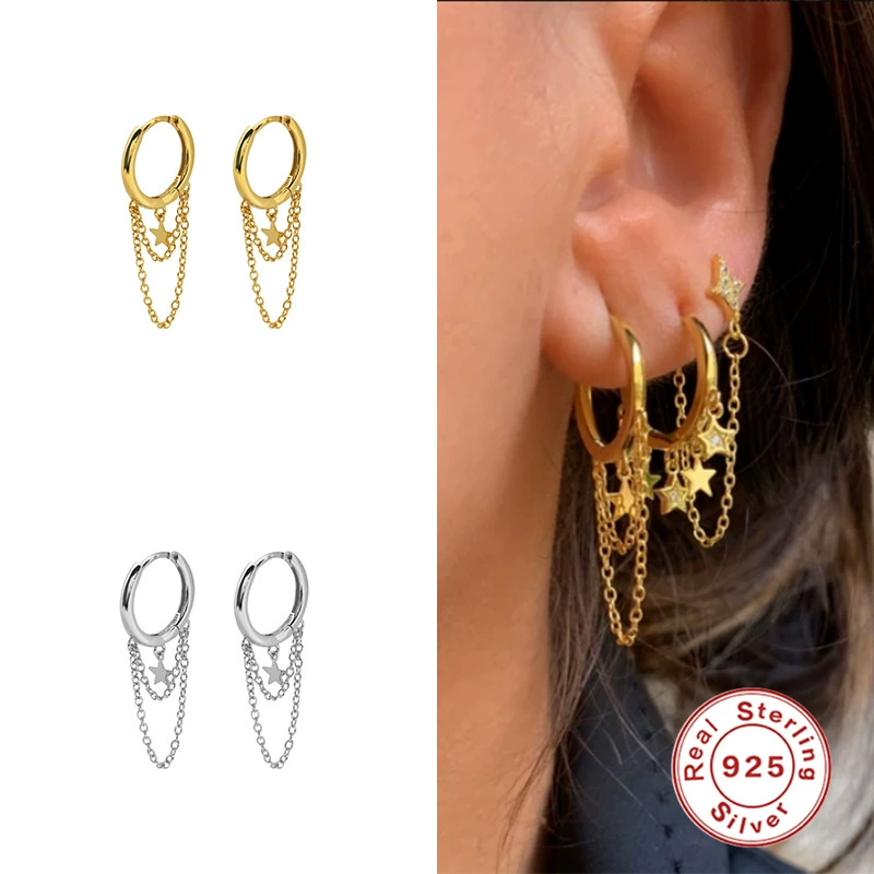 Chain, design pendant, fashionable trend brand earrings, silver 925 sample, trend of season, European style