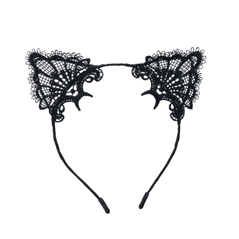 Amazon transfronterizo Halloween encaje lindo gato oreja banda de cabello mujer banda de cabello dulce rojo simple adornos de cabello TK