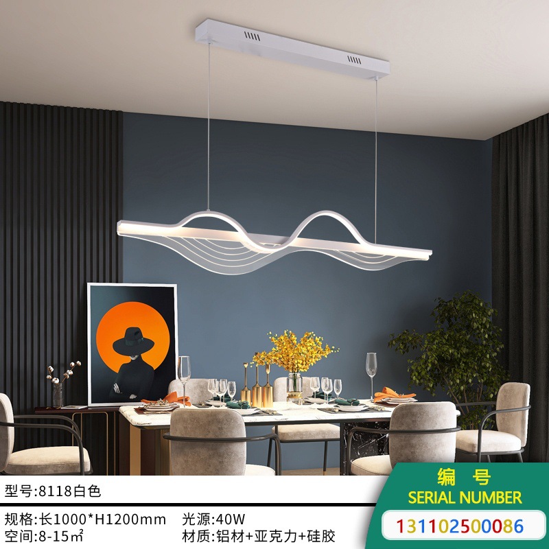 2024 lámpara de aluminio del restaurante barra larga moderna simple lujosa mesa de comedor isla lámpara de escritorio de la recepción de bar una lámpara