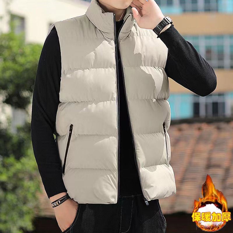 Chaqueta de invierno de color sólido chaleco de hombre de moda suelta versátil grueso chaleco de pareja caliente