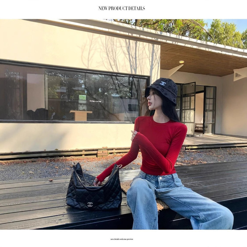 [Modal 92 Rayon 8 Spandex 260g] Round Neck Right Shoulder T-Shirt Women's Slim Fit Pullover Short Top
