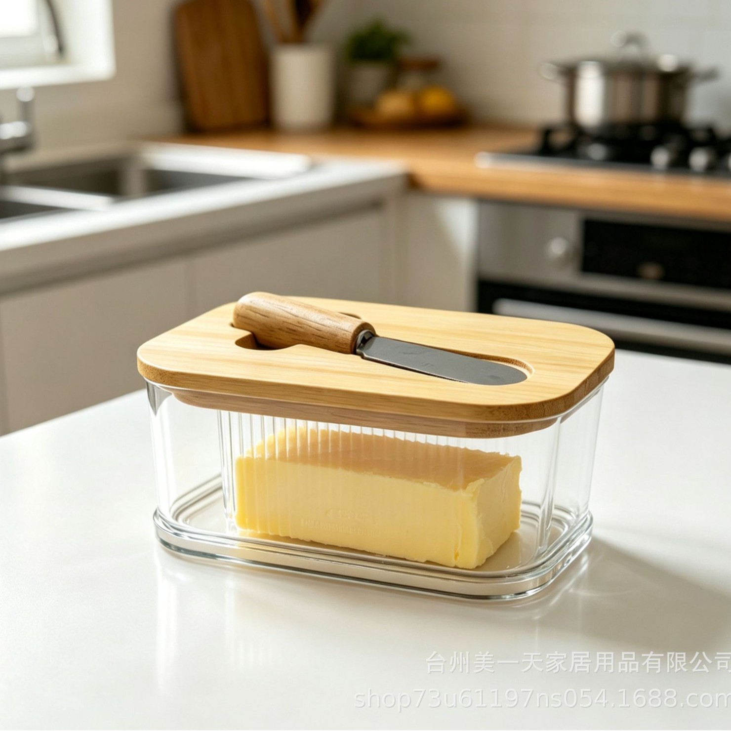 Transfronterizo Amazon caja de mantequilla sellada con cubierta caja de mantequilla transparente espátula postres caseros caja de queso occidental