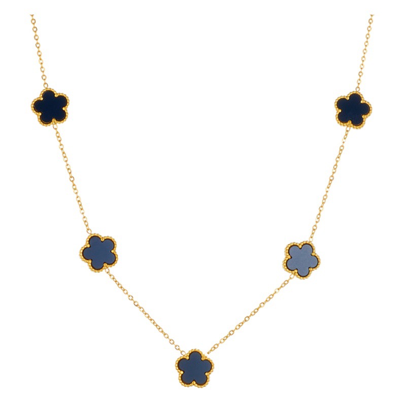 Nueva moda europea y americana no-desvanecimiento de acero de titanio de cinco hojas serie de trébol de moda de lujo ligero espárragos pulsera collar traje