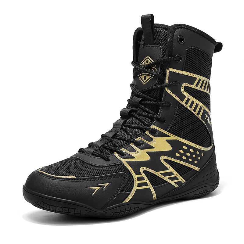 Boxing Shoes for Actual Combat, Comfortable Fighting and Wrestling Shoes, High-Top Boots for Men and Women, Martial Arts Competition Training Shoes, Non-Slip Shoes for Fitness