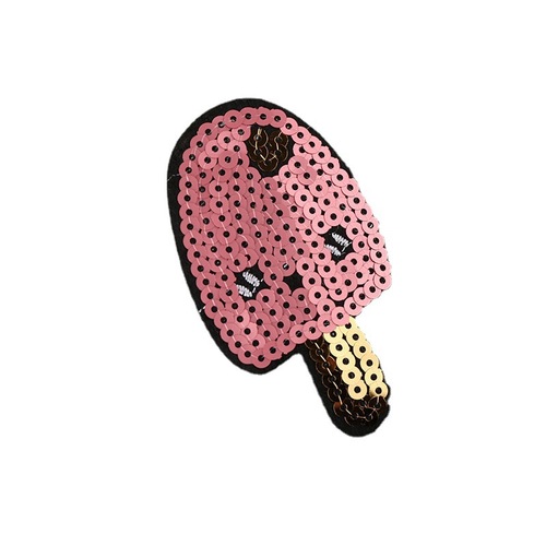 Embroidered patches with sequins, beads, and fabric for clothing decoration, tea milk ice cream, and patchwork clothing trim