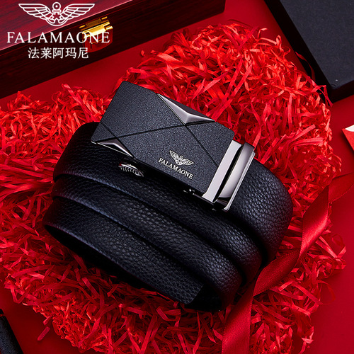 Ferragamo Leather Belt for Men, Youth Edition, Luxury Automatic-Clasp Design, 2024 New Style, Trendy Cowhide Waistband