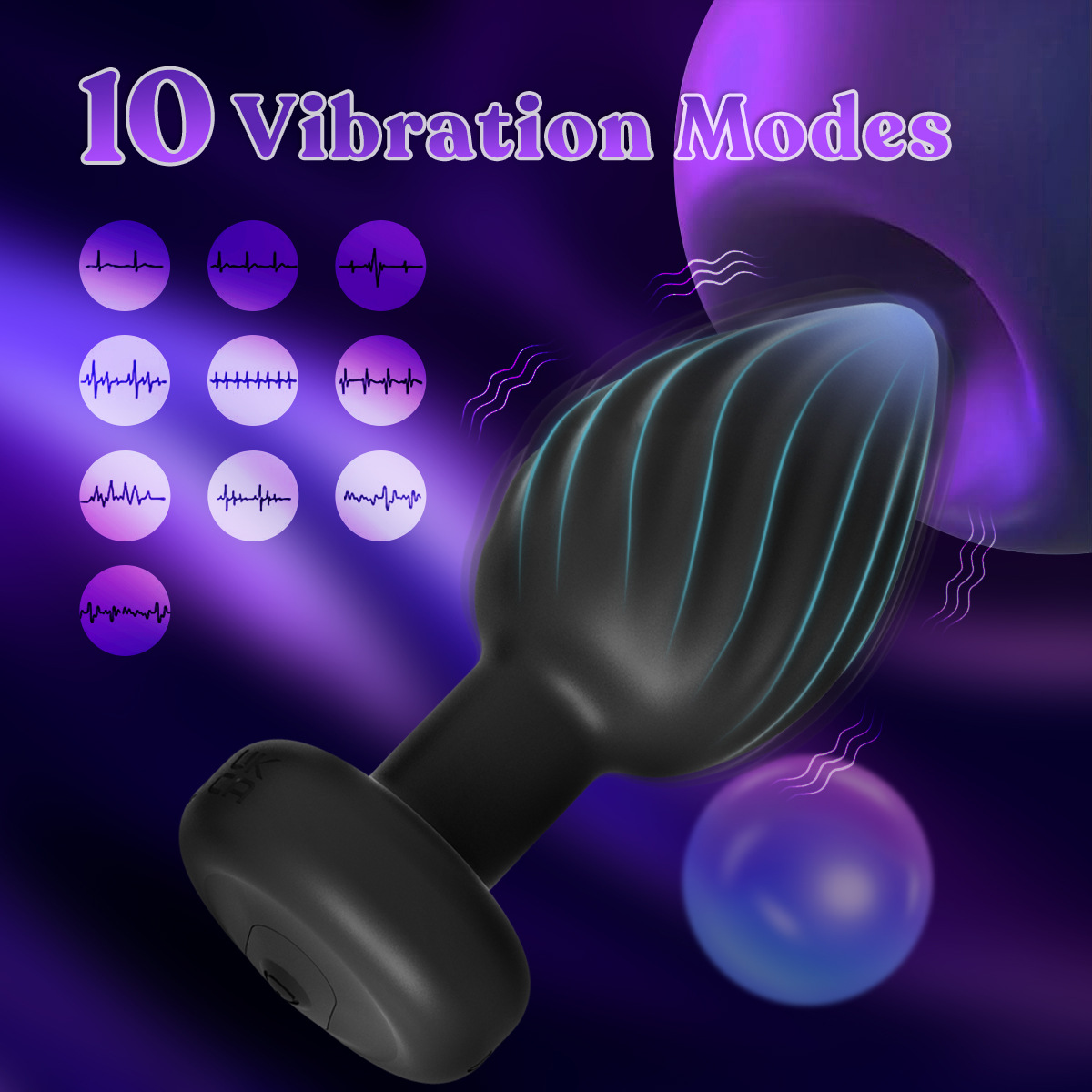 Remote-controlled Unisex Anal Plug With Silicone Spiral Pattern, Prostate Massager, Adult Sex Toy, Waterproof_voghion.com