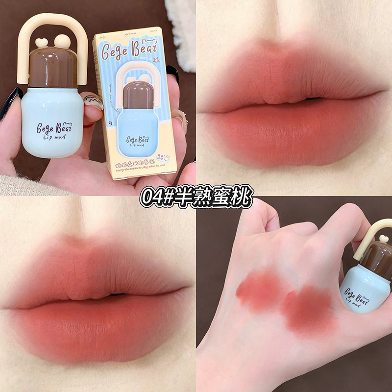 Gege Bear Glue Lip Color Lash Silky Matte White Lip Esmalte Soft Mist Lipstick Cross-Border Beauty