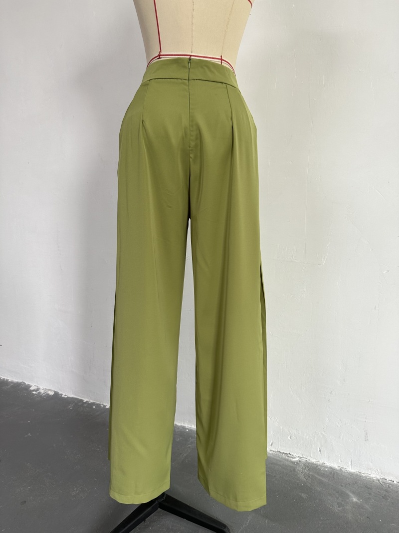 Women Clothing Spring Print Lantern Sleeve Shirt Wide Leg Work Pant Casual Suit