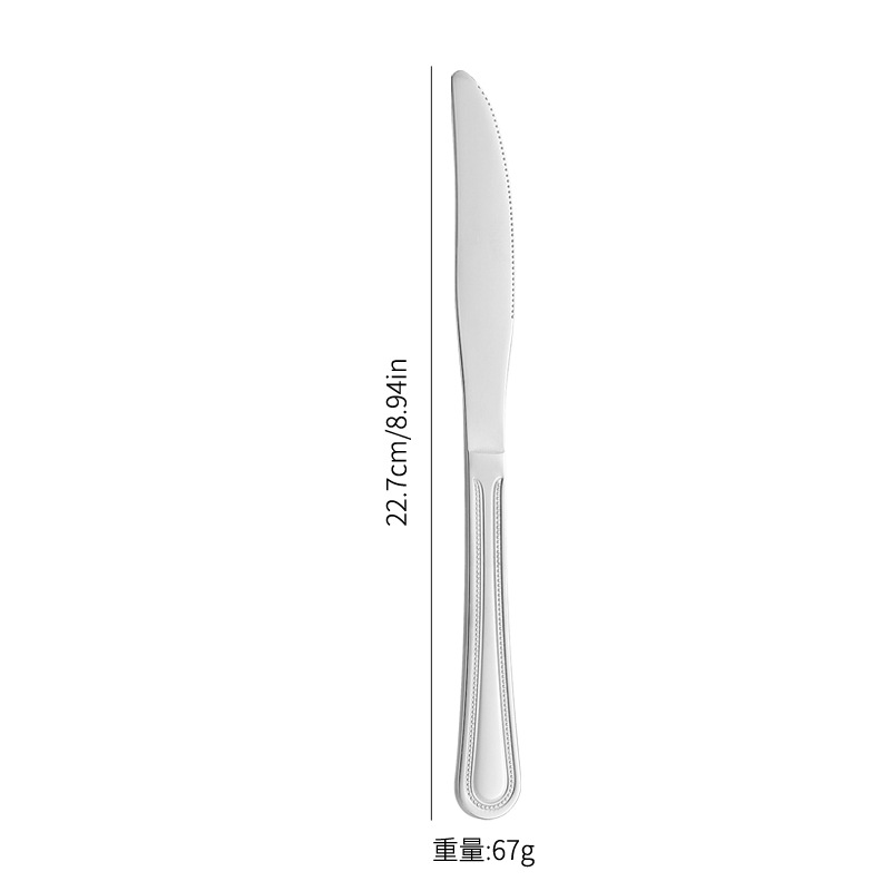 Amazon TikTok productos transfronterizos vajilla de acero inoxidable cuchillo, tenedor, cuchara, punto de grano cuatro piezas principales restaurante occidental puede establecer LOGO