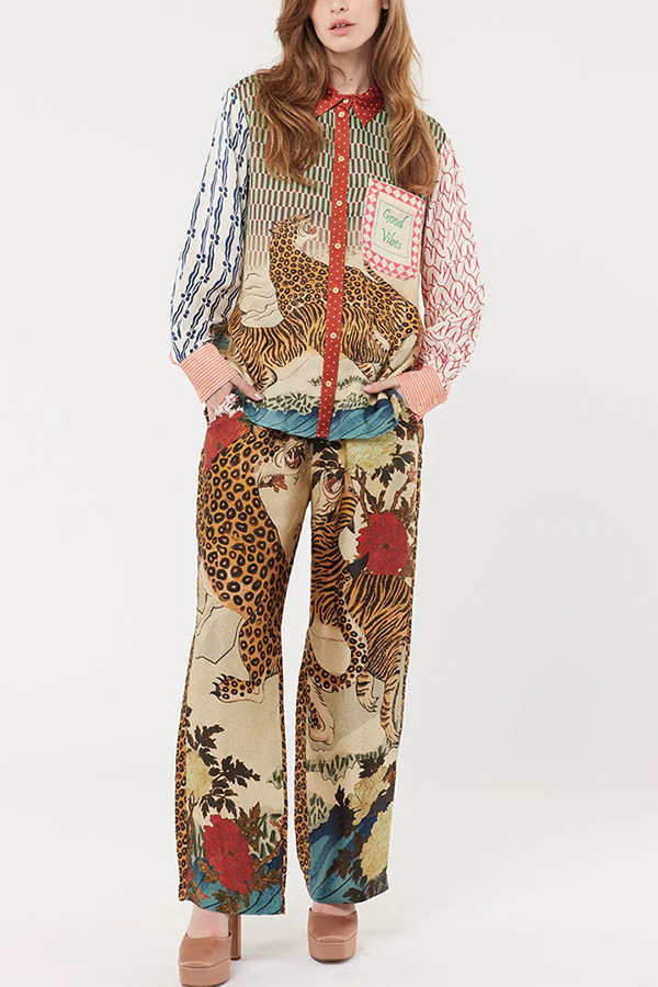 Long Sleeve Sleeve Length Casual Women's Streetwear Jaguar Leopard Polyester Pant Co-ord Set Pants Sets