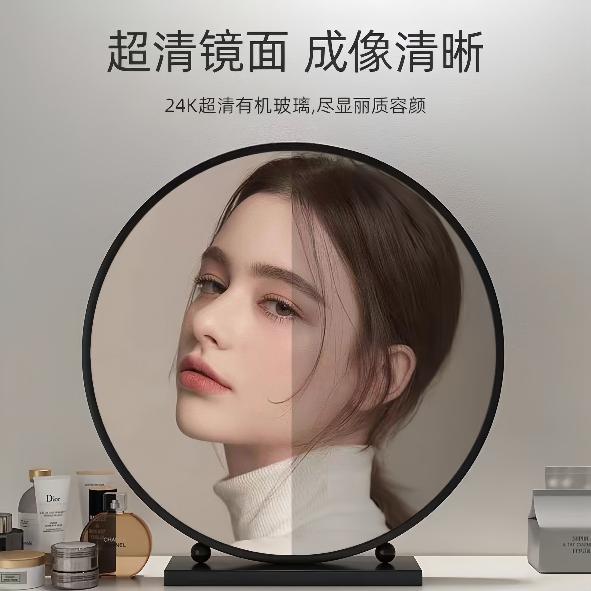 Espejo de vestir redondo espejo de vestir lujoso dormitorio escritorio dormitorio de estudiantes escritorio hierro forjado espejo de vestir espejo de vestir