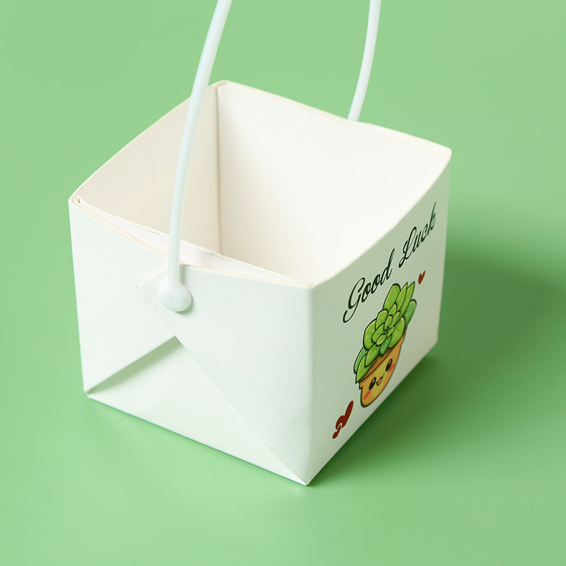 防水クラフト紙フラワーアレンジメントボックスミニポータブル花多肉植物鉢植え紙箱花ハンドヘルド紙箱卸売|undefined