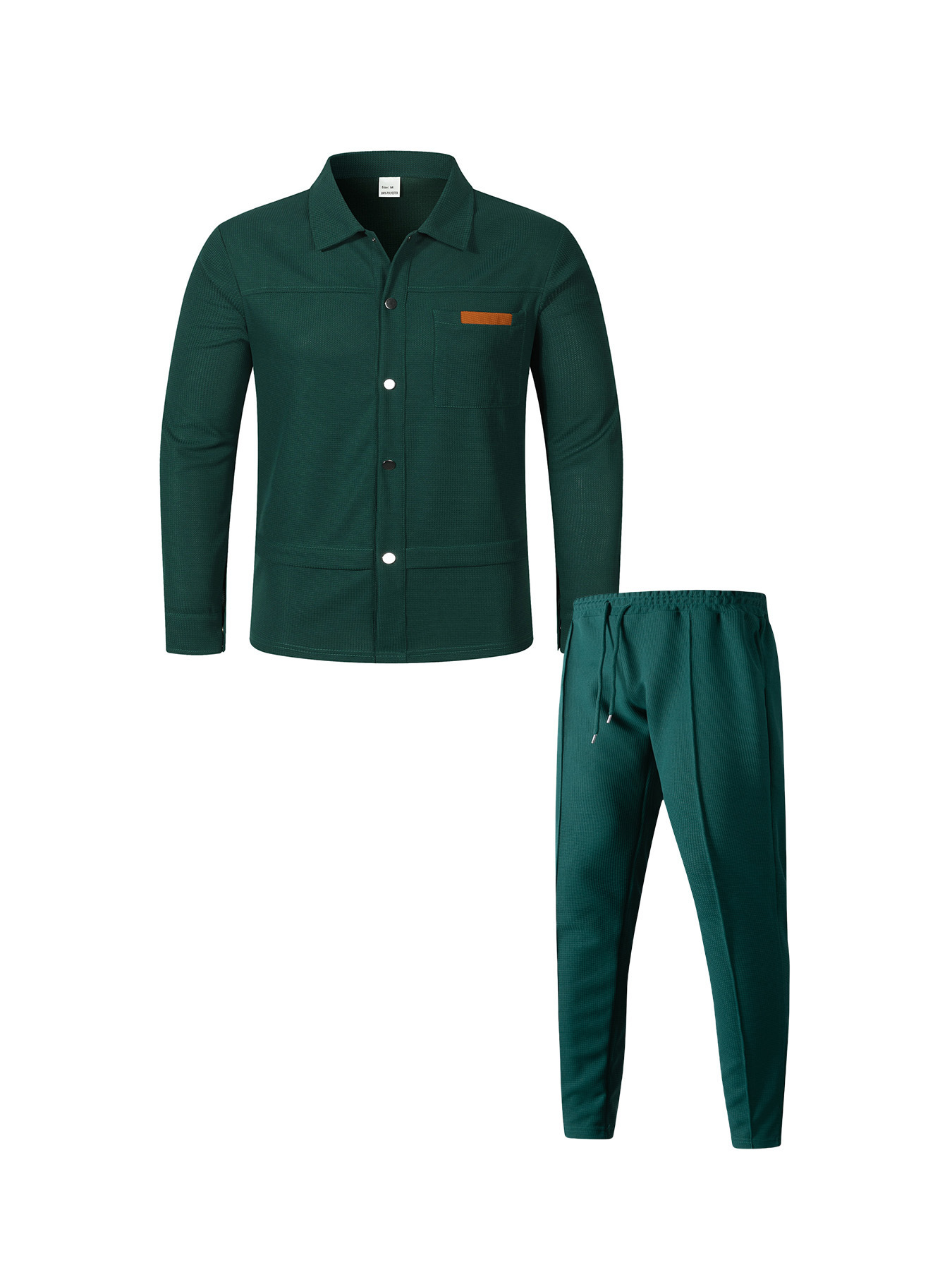 Men's Waffle Pattern Polo Shirt And Trousers Co-ord Set Casual_voghion.com