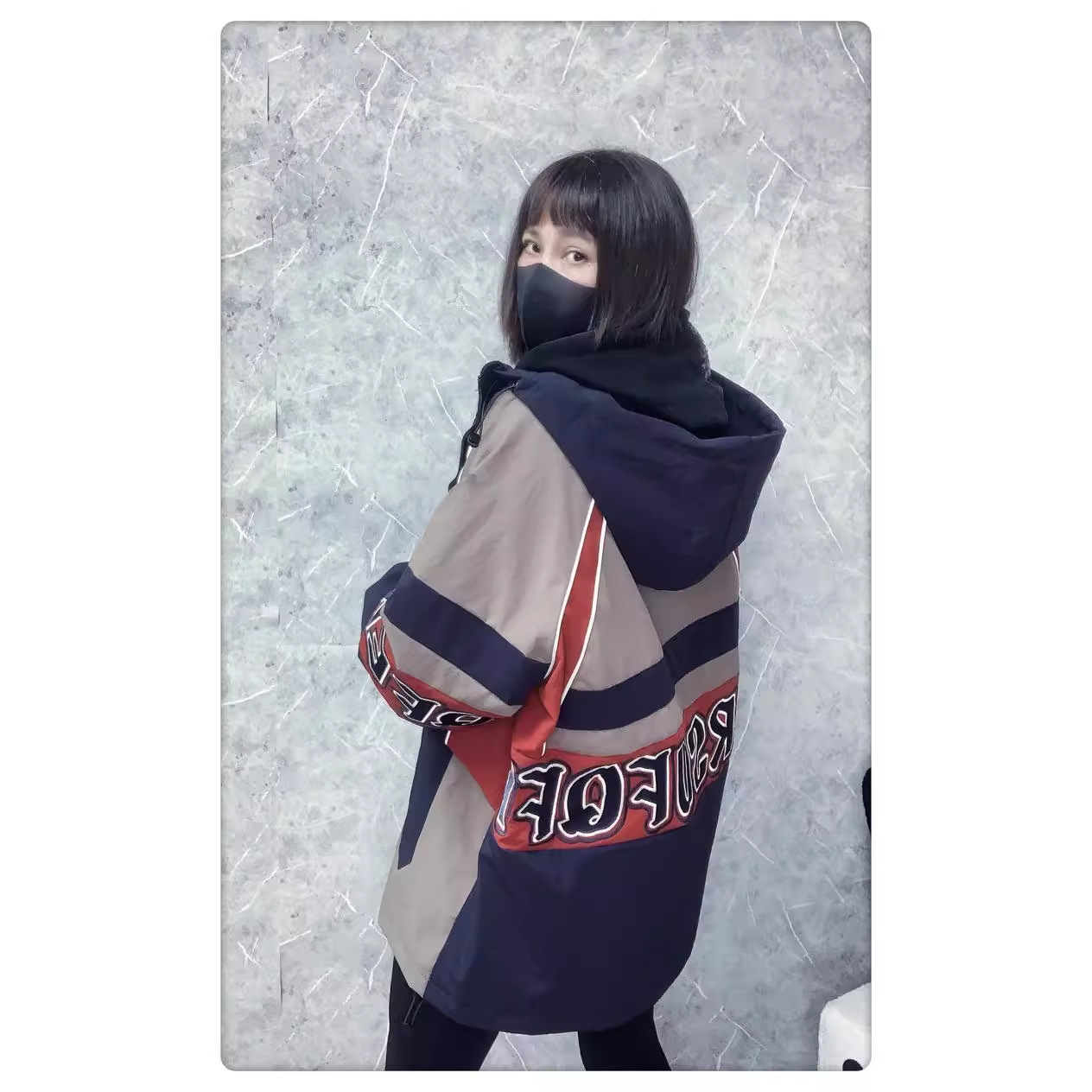 Women's Clothing contrast color jacket for women autumn new design letter embroidery loose mid length windbreaker jacket_voghion.com