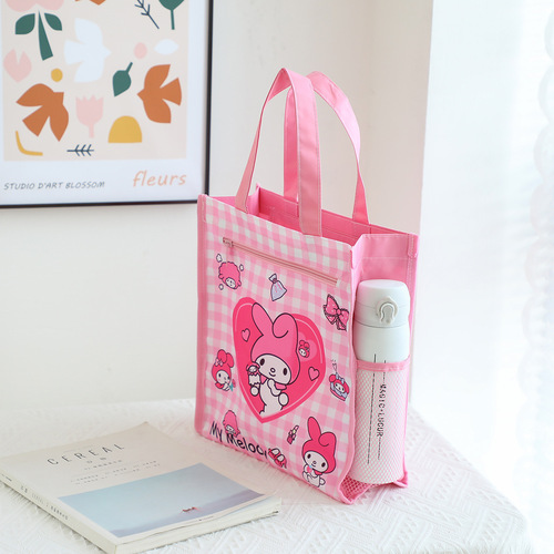 New Love Series Oxford Cloth Double Layer Tuition Bag Art Bag Cute Cartoon Print Student Portable Tuition Bag