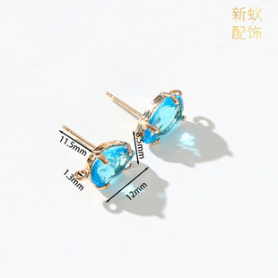 Zircon stud earrings with hanging 14K copper plating color retaining real gold diy earrings accessories topaz color rhinestone earrings